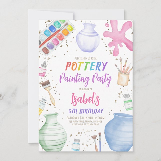 Invitation Poterie Art fête d'anniversaire (Devant)