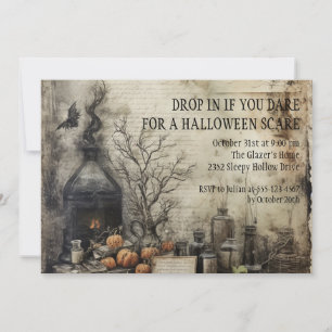 Invitation Potion Citrouille méchante Vintage Halloween gothi