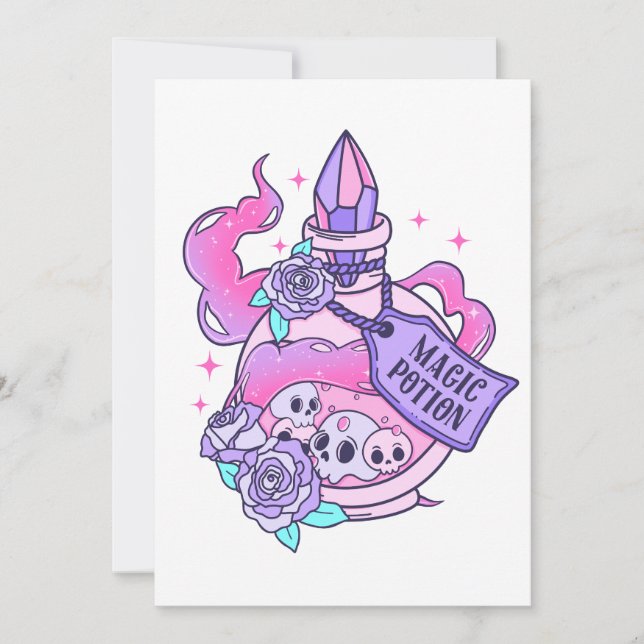 Invitation Potion magique Cute Rose Halloween Potion bouteill (Devant)