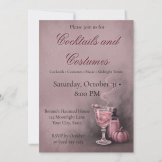Invitation Potion Rose Vintage & Fumée Épouvantable Soirée Ha