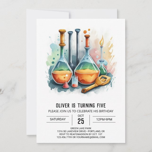 Invitation Potion scientifique simple Mad Anniversaire (Devant)