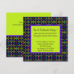 Invitation Potluck Motif pourpre orangée