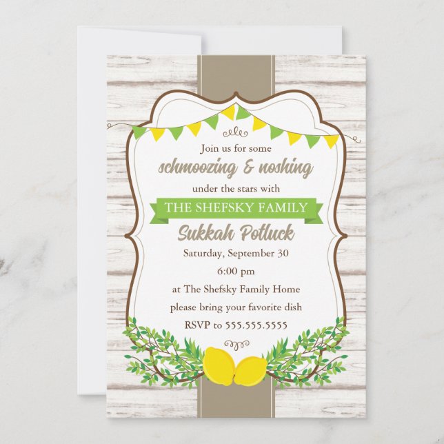 Invitation Potluck Sukkah Souccot (Devant)