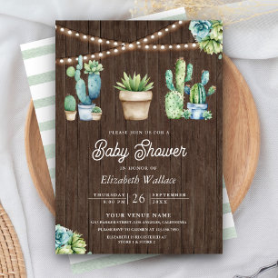 Invitation Pots de cactus de verdure succulente Baby Shower e