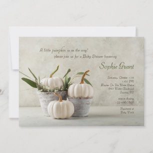 Invitation Pots originaux avec citrouilles blanches