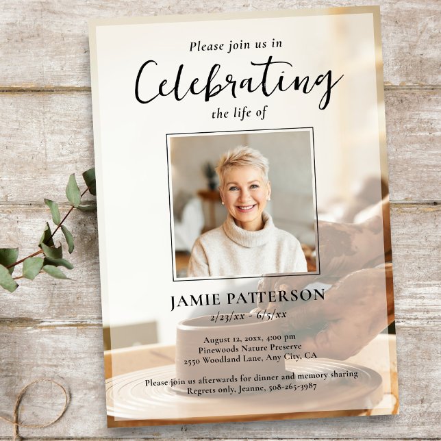 Invitation Potter Ceramicist, Life Celebration Funeral Photo (Créateur téléchargé)