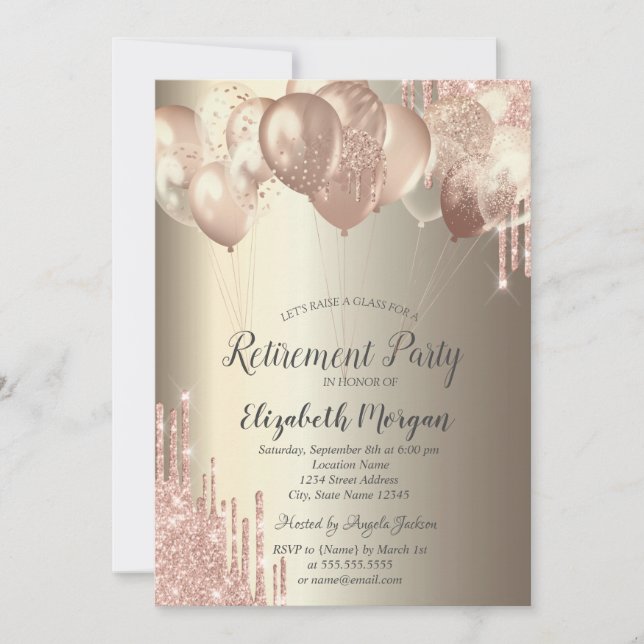 Invitation poubelles Ballons Champagne Retraite (Devant)