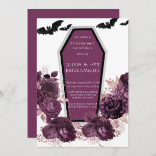 Invitation Pouce Argent Peony Coffin Bridesmaiers Déjeuner