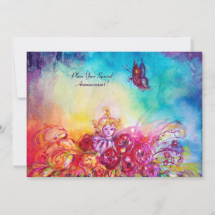 INVITATION POUCE,PANIER DE FLEURS ET PAPILLON