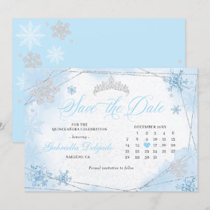 Invitation Poudre Blue Winter Wonderland Enregistrer La Date