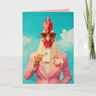 Invitation Poulet chic en costume rose