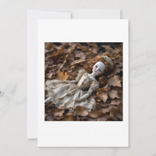 Invitation poupée ancienne dans la foret halloween 