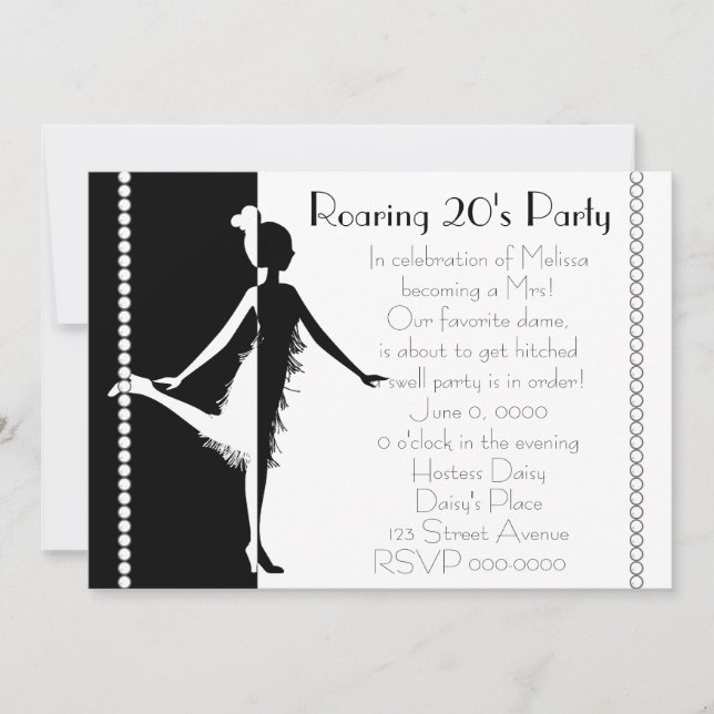 Invitation Poupée Art déco avec perles (Devant)