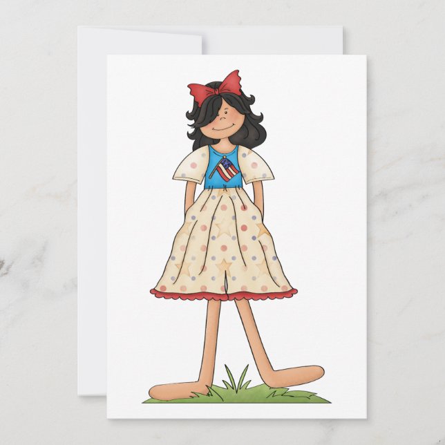 Invitation Poupée de cerf patriotique fille Americana Folk (Devant)