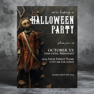 Invitation Poupée Épouvantail Créatif pour Fête d'Halloween