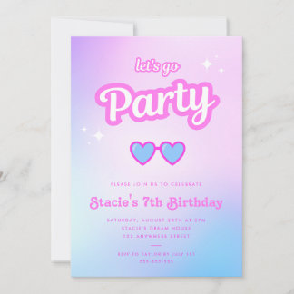 Invitation Poupée rose Malibu Fille Allons faire la fête Anni