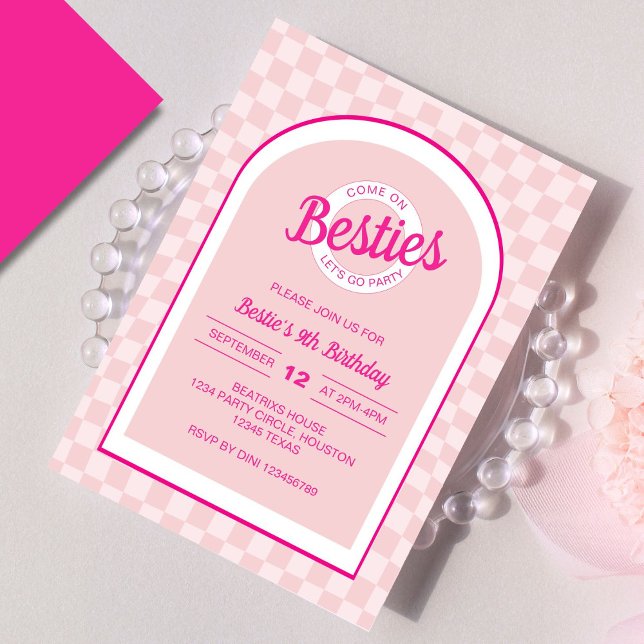 Invitation Poupée rose rétro Laissons Aller Fête Anniversaire (Créateur téléchargé)