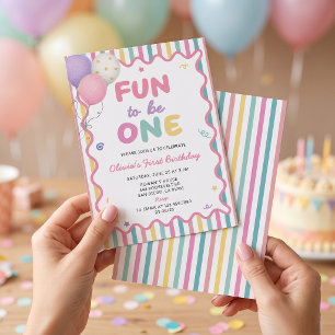 Invitation pour 1er anniversaire de fille Fun To B