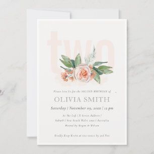 Invitation pour 2e anniversaire avec bouquet flora