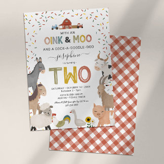 Invitation pour 2e anniversaire de la ferme mignon