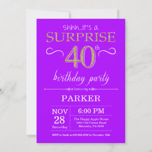 Invitation pour 40e anniversaire surprise violet e