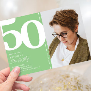 Invitation pour 50e anniversaire avec photo vert b