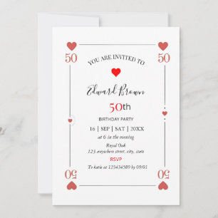 Invitation pour 50e anniversaire carte à jouer cas
