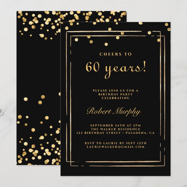 Invitation pour 60 ans, Santé à 60 Ans (Devant / Derrière)