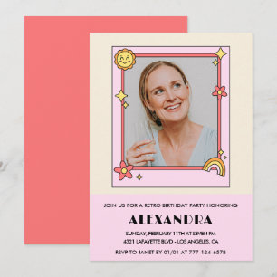 Invitation pour 60e anniversaire Rétro Groovy Fleu