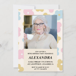 Invitation pour 80e anniversaire Rétro Groovy Flor