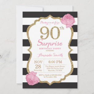 Invitation pour 90e anniversaire surprise Rose Noi
