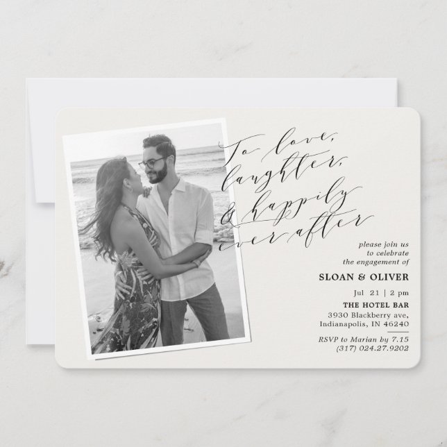 Invitation Pour aimer rire Citer photo Engagement (Devant)