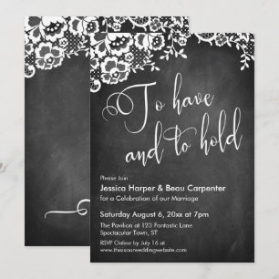 Invitation Pour avoir et tenir la calligraphie Chalkboard & d