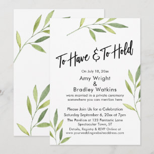 Invitation Pour avoir et tenir le feuillage d'aquarelle verte