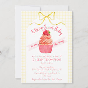 Invitation pour Baby Shower '015 Lemon Plaid Berry