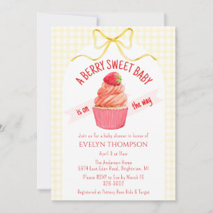 Invitation pour Baby Shower 015 Lemon Plaid Berry 