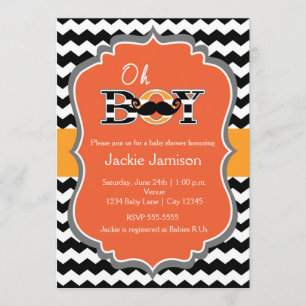 Invitation pour Baby Shower à chevron pour garçon