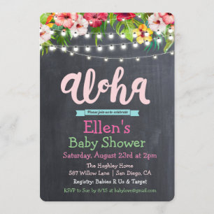 Invitation pour Baby Shower Aloha Luau Tropical