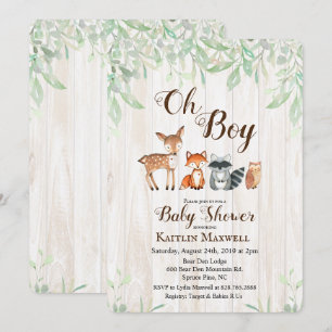 Invitation pour Baby Shower Animaux de la Forêt