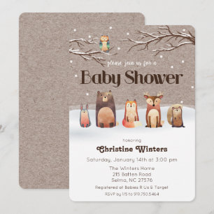 Invitation pour Baby Shower Animaux de la Forêt