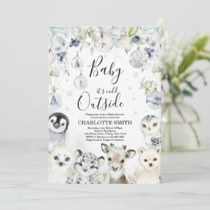 Invitation pour Baby Shower Animaux de l'Hiver Arc