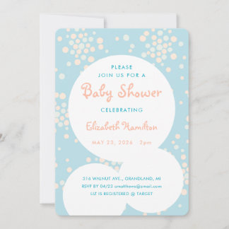 Invitation pour Baby Shower avec bulles et points 