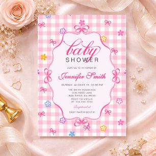 Invitation pour Baby Shower avec nœud floral à car