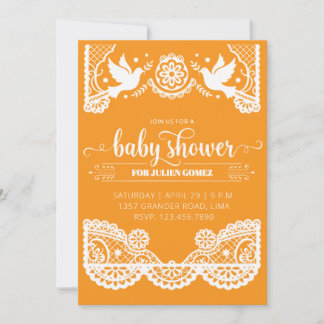 Invitation pour Baby Shower avec Papel Picado Mexi