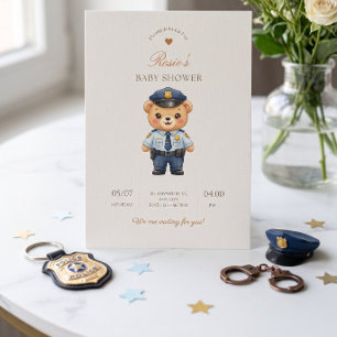 Invitation pour Baby Shower Badge de Police — Forc
