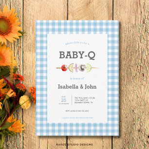 Invitation pour Baby Shower Barbecue au Gingham Bl