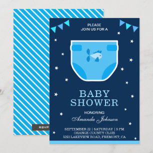 Invitation pour Baby Shower 'Bébé Garçon Mignon en