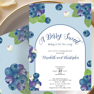Invitation pour Baby Shower Bleu Poussiéreux aux S