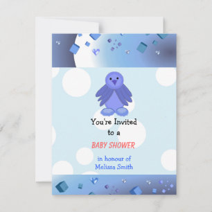 Invitation pour Baby Shower Blue Birdie
