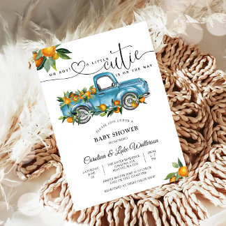 Invitation pour Baby Shower Blue Truck Citrus